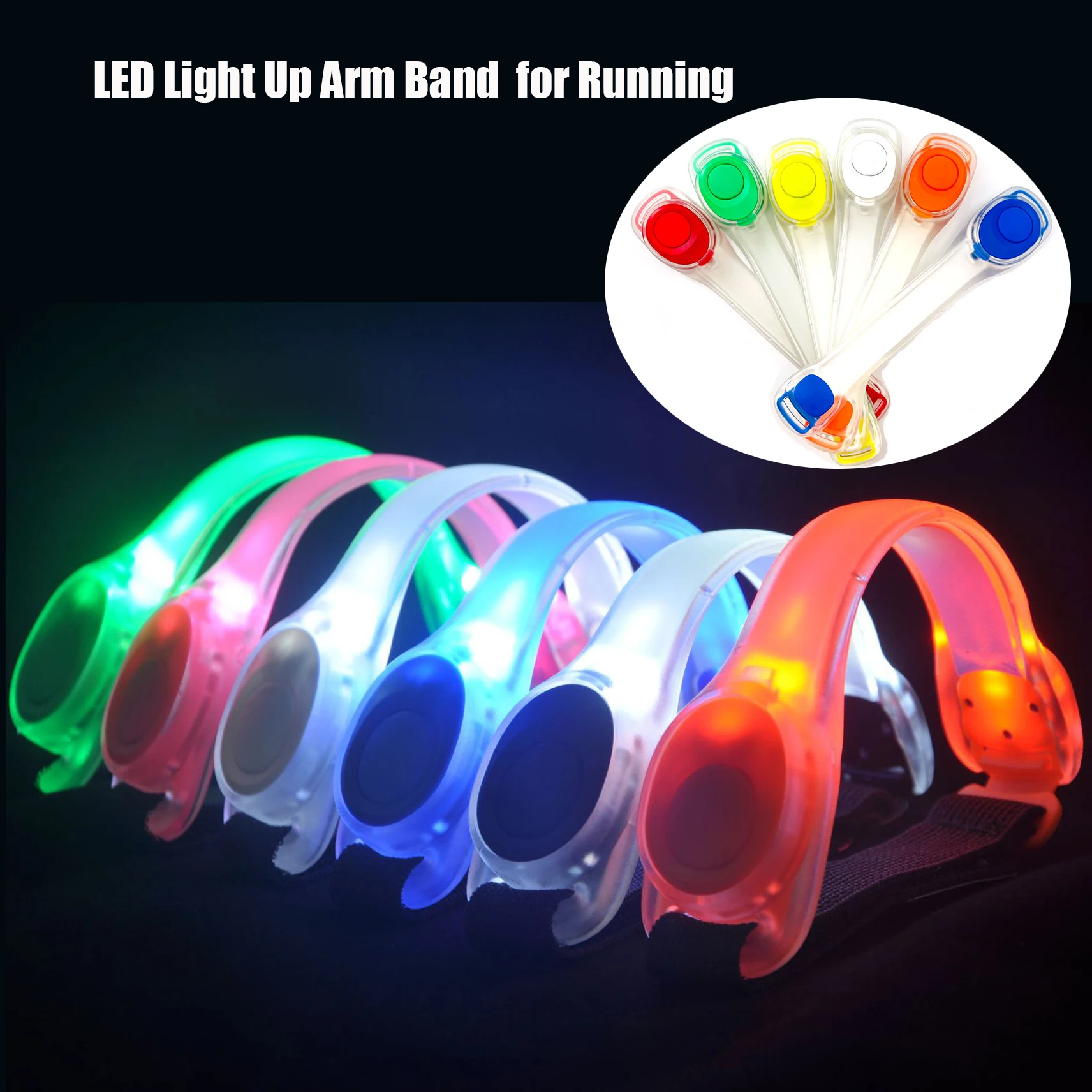 

LED Light Up Arm Band Adjustable Wearable Running Arm Belt Glow The Dark Night Running Jogging Cycling Wristband