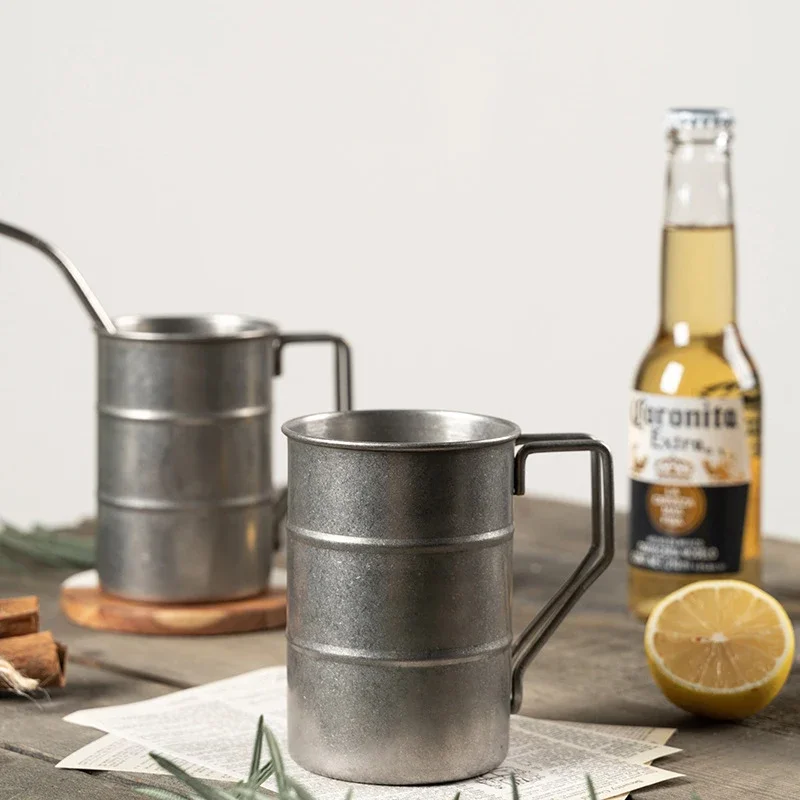 Beer Stainless Steel Cup Retro Industrial Style Cold Drink Outdoor Camping Style High Aesthetic