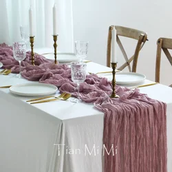 Elegant Dark Mustard Semi - Sheer Gauze Table Runner - Length 4 Meters (Mauve)
