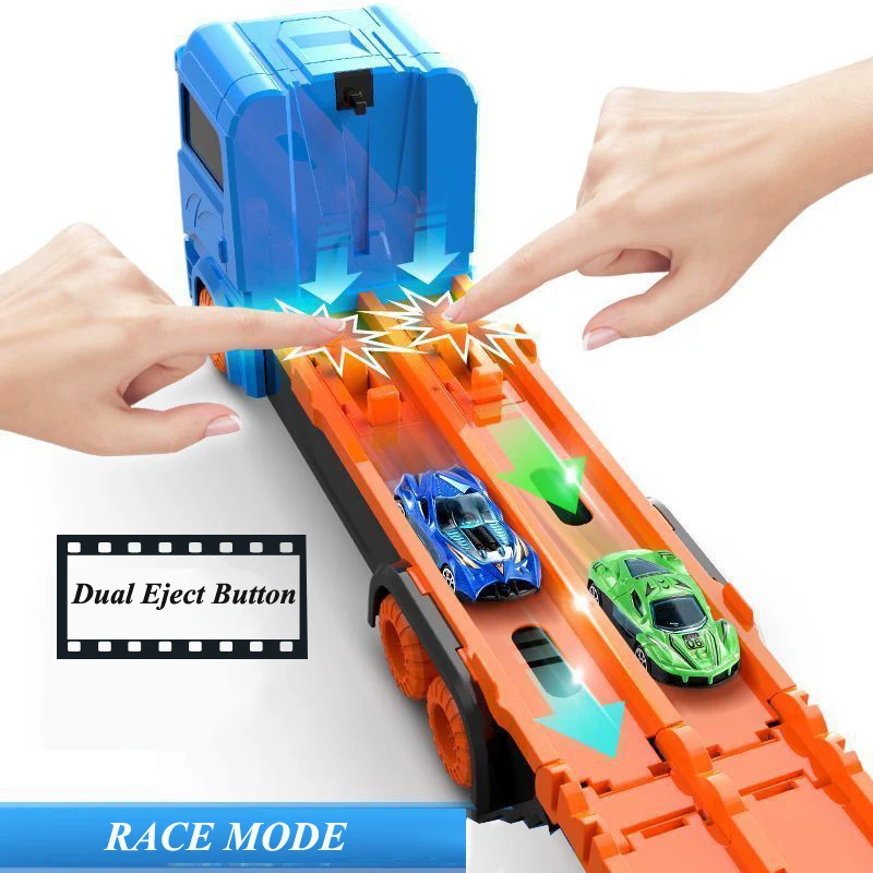 Large Transporer Truck Folding Track Racing Vehicle Kids Compeiive Games Sorage Alloy Car Boy Toy Children Novel_voghion.com