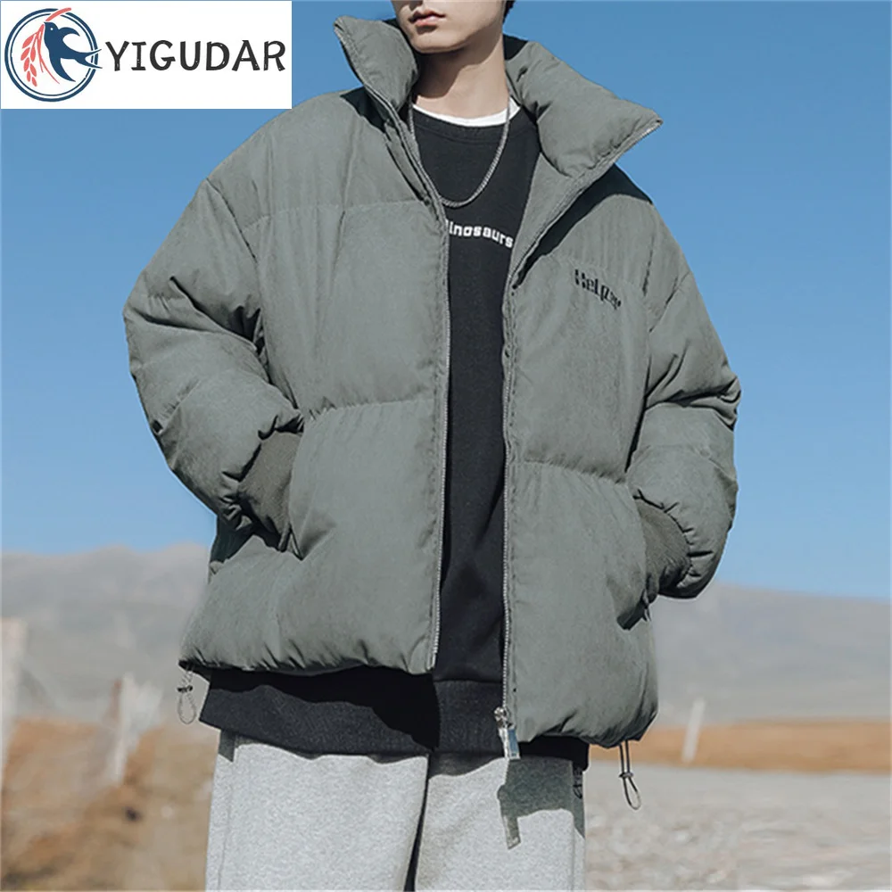 

Parkas For Men Winter Cotton Padded Coat Men Printed Puffer Jacket Solid Color Casual Jacket Fall Couples Clothes men clothing