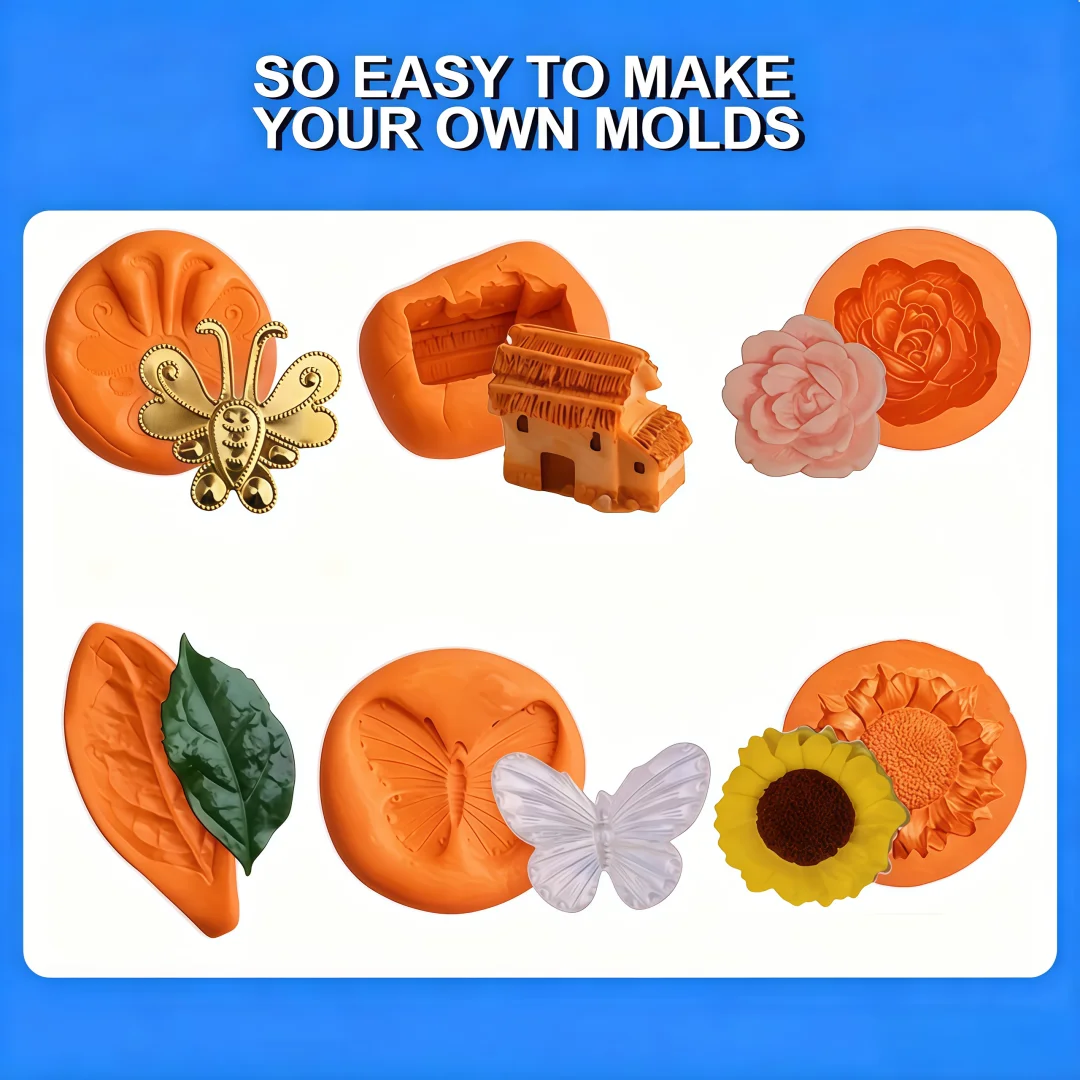 Silicone Putty Crafting Set for Resin Art Projects (Orange)