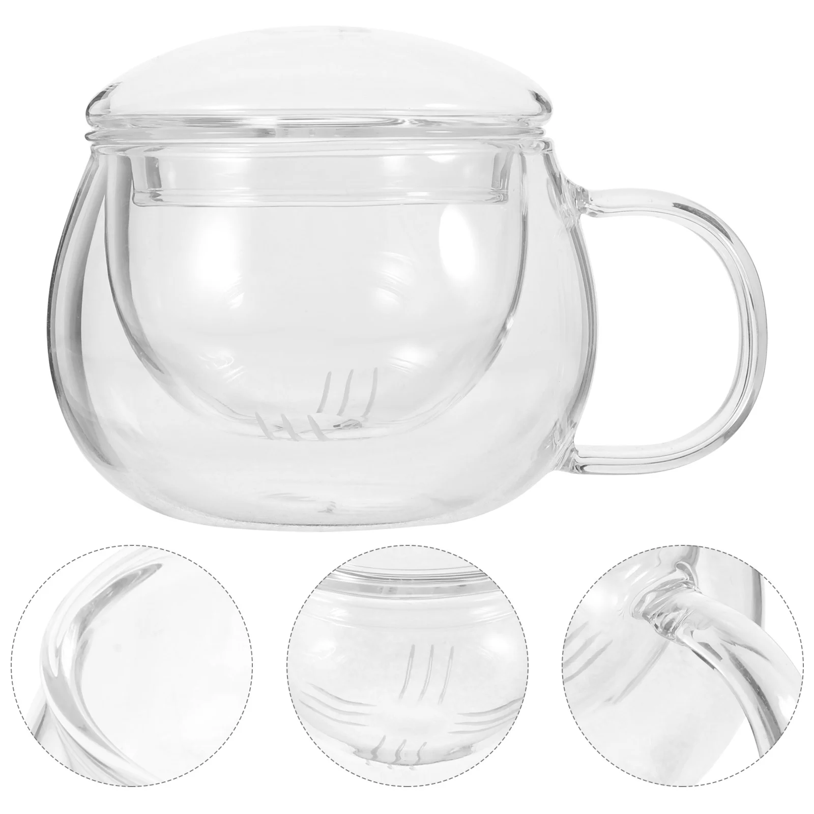 

Glass Drinking Glasses Milk Mug Tea Infuser Cup Three Piece Suit Coffee Cups with