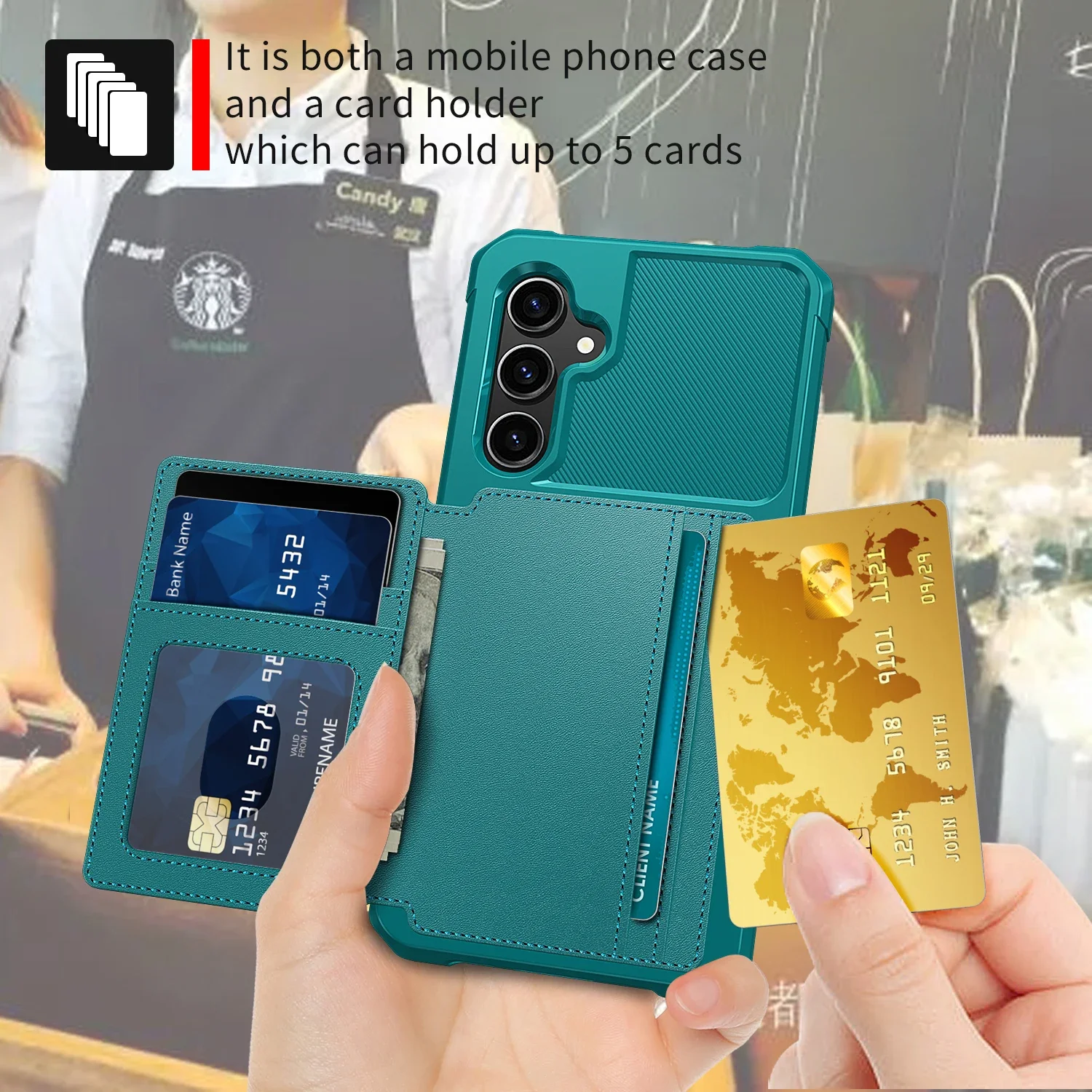 Magnetic Leather Wallet Case with Card Slot - Premium Pocket Pouch Cover in Sleek Design