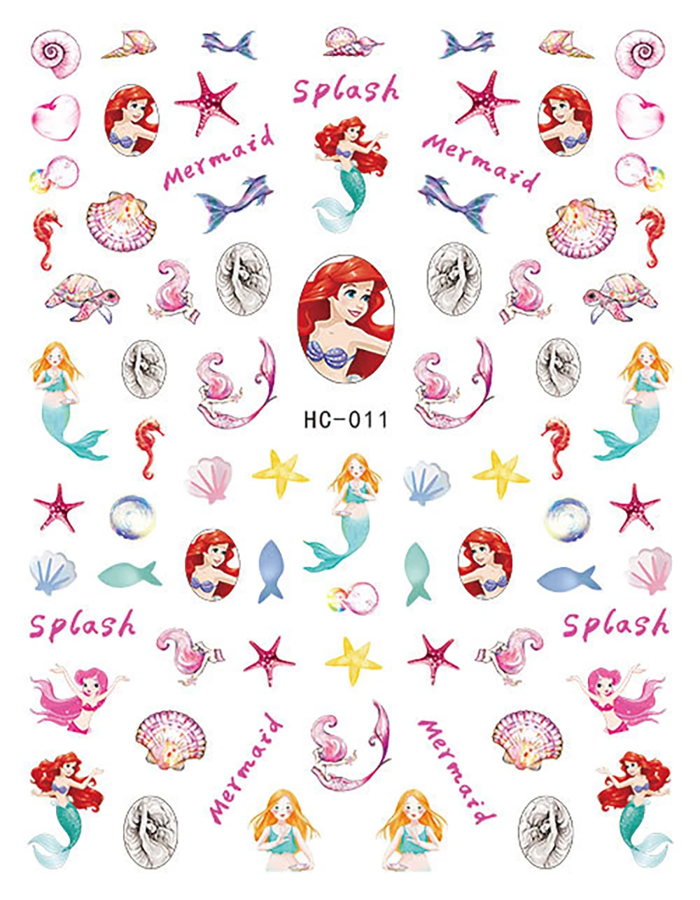 3D Disney Princess Cartoon Stickers Nail Decals Nail Parts Mermaid