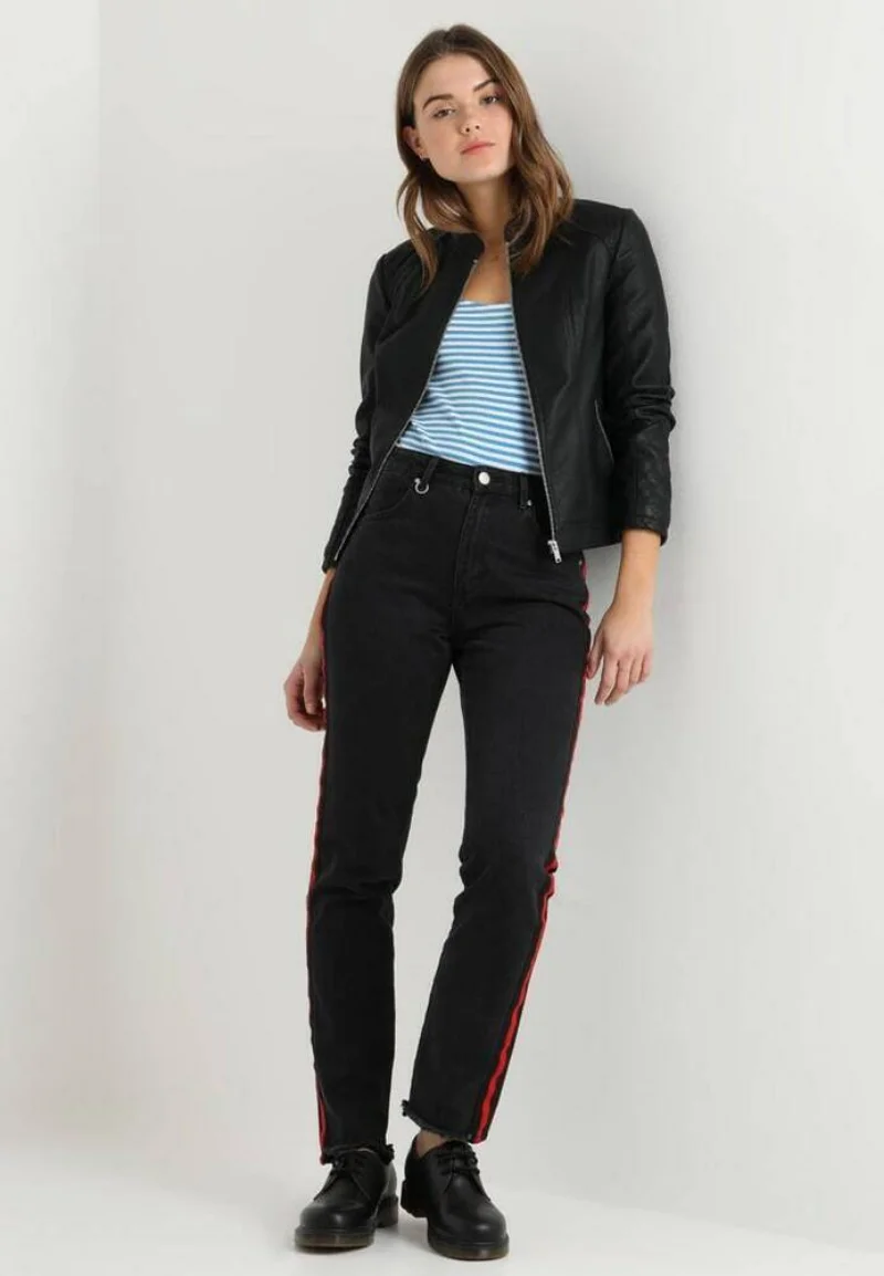 Women Leather Jacket 100% Real Black Biker Lambskin Custom Fit Coats and Jackets Stand Collar High-end Trench Coat