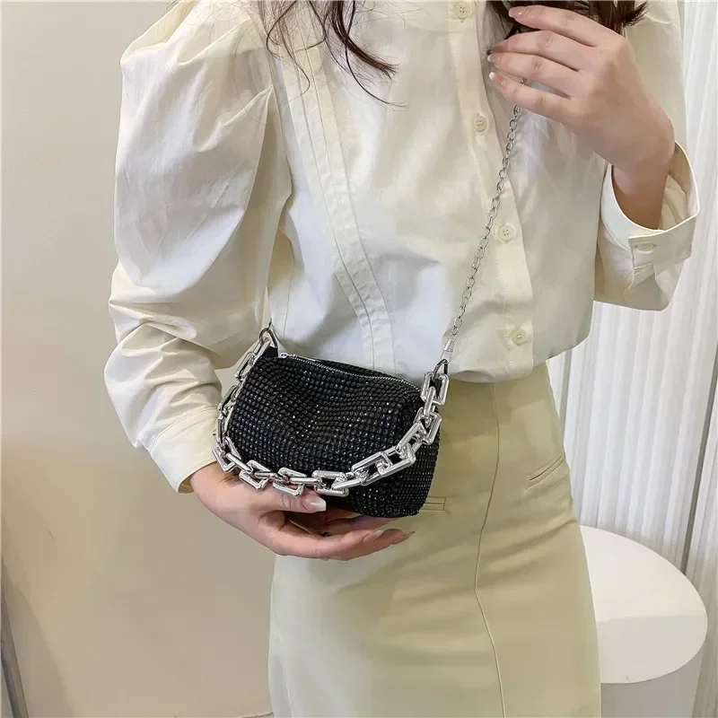 

Bling Diamond Design Small Crossbody Messenger Bags for Women 2023 Summer Trend Luxury Fashion Travel Shoulder Handbags Purses