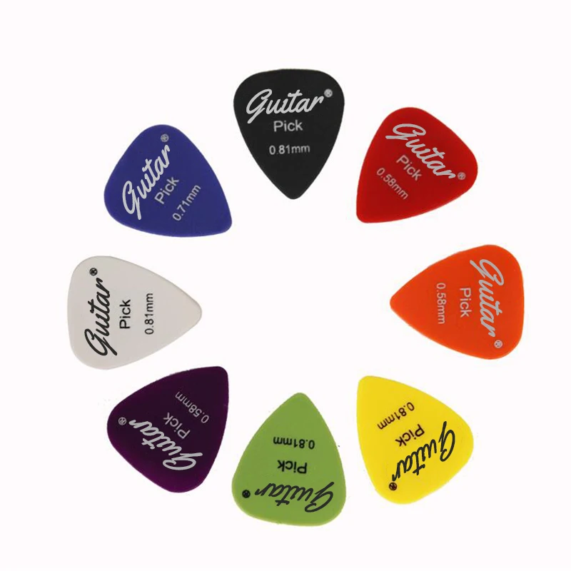 Guitar picks 50Pcs/Set Electric Guitar Pick Acoustic Music Picks Plectrum 0.58/0.71/0.81/0.96/1.20/1.50mm Thickness Guitar Accessories GYH
