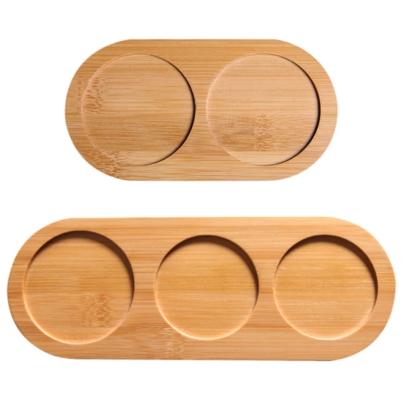 Oval Bamboo Tray For Kitchen Dish Soap Dispenser Bottle Wood Saucer Plant Tray Mini Plant Flower Pot Stand Succulent Pot Tray 2
