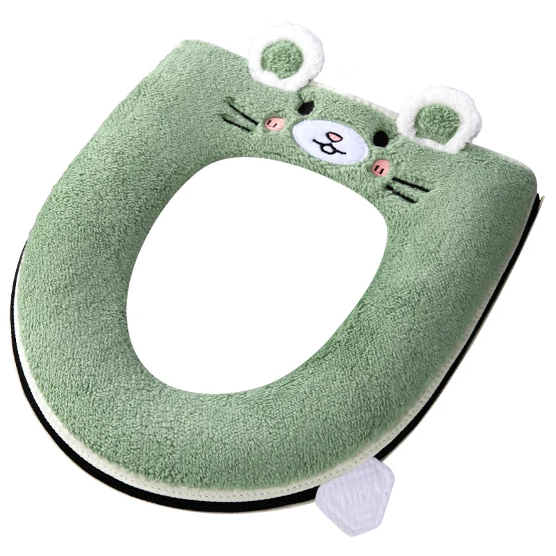Home cute toilet seat cover warm winter closestool cushion WC Cape zipper Four Seasons universal soft toilet seat pad potty mats 6
