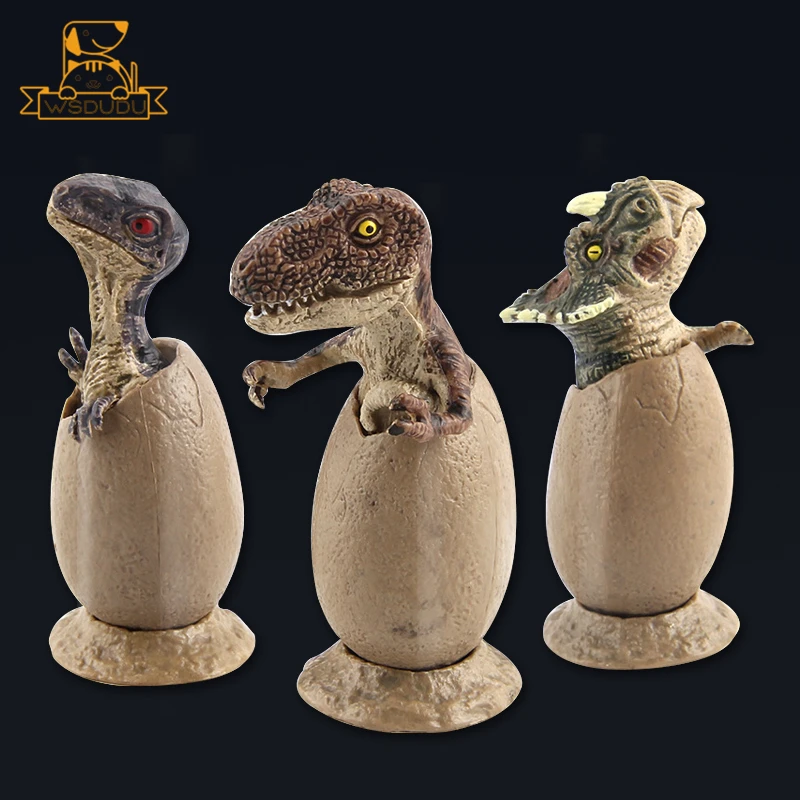 3Pcs Dinosaur Hatch Eggs Triceratops Maiasaura Tyrannosaurus Rex Action Figure Decor Model Animal Toy Mini Figurine Set Regalo Per Bambini