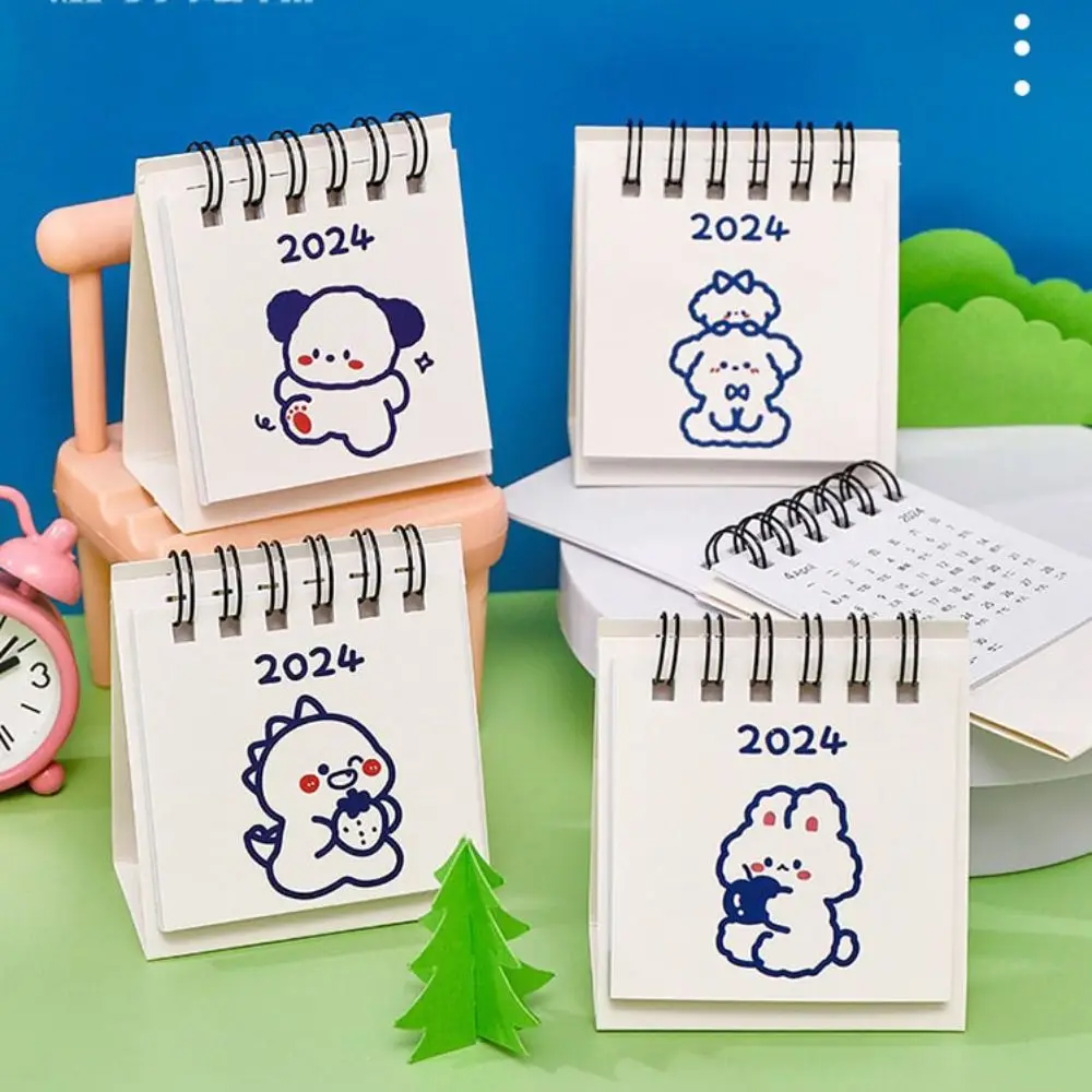 

Creative Cute Mini 2024 Calendar Simple Ins Cartoon Mini Desktop Calendar Exquisite Practical Cartoon Coil Notepad Home Decor