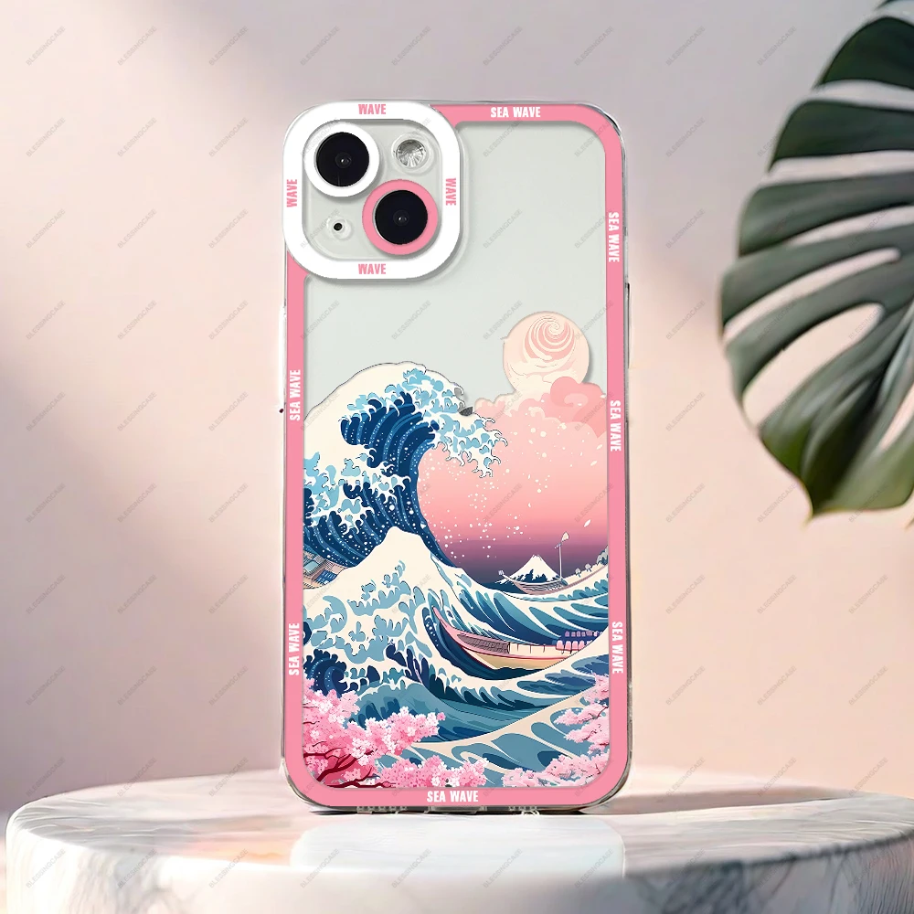 thumbnail image 1 of Funda de teléfono Sea Wave para iPhone 16 15 14 13 12 11 Plus Pro Max Mini XS X XR funda de silicona suave, 1 of 4