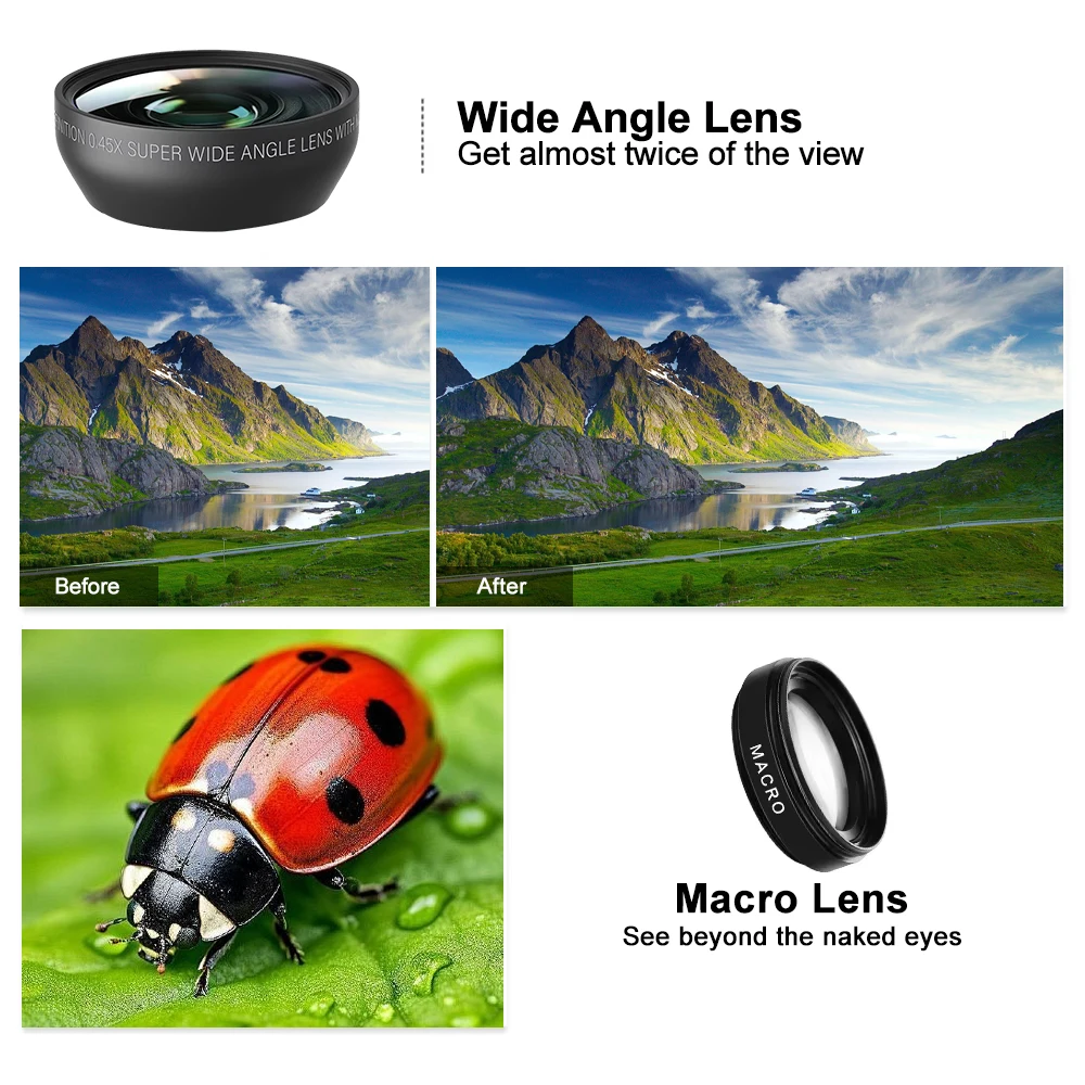 2 in 1 Camera Lens Detachable 0.45x Wide Angle Lens + Macro for Ourlife AC600 AC610 AC700 AC800 Digital Camera wide angle conversion lens