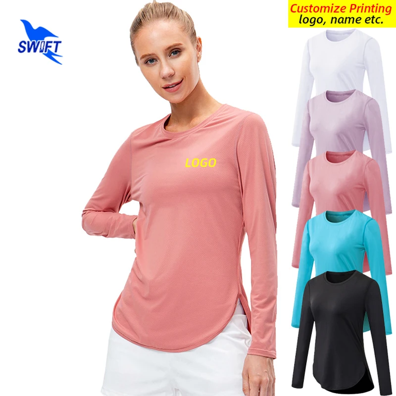 

Customize LOGO Women Loose Mesh Breathable Gym Fitness Shirts Short Sleeve Sports Quick Dry Running Workout Training Tees Tops