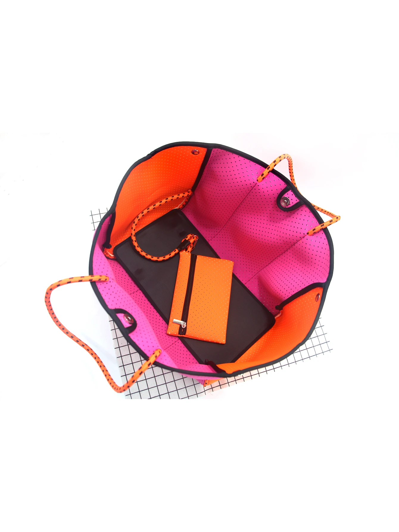 Wholesale Neoprene Beach Tote Bag Women Shopping Handbags Ladies Sea Large Capacity Neoprene Women\'s Tote Bags With Small Pouch
