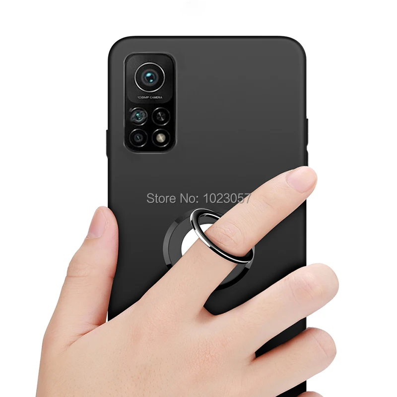 Black Matte Soft TPU Shockproof Ring Holder Case - Universal Fit