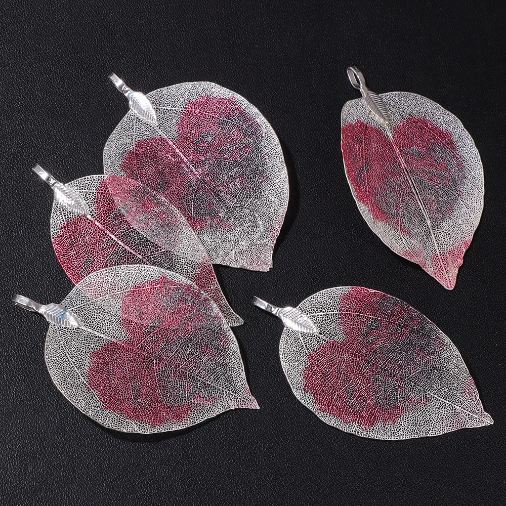 Elegant Mixed Gold Electroplated Leaf Pendant Set - 5-Piece Natural Charm Collection