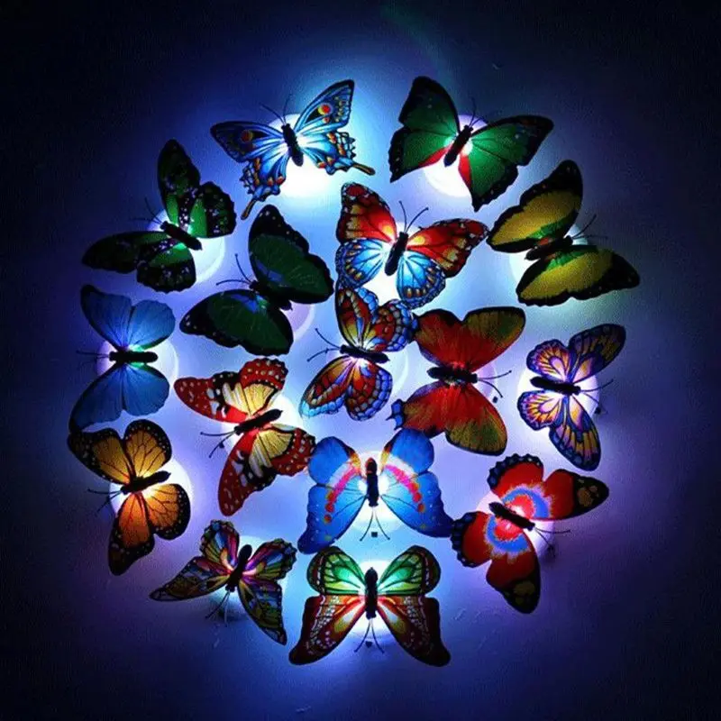 3D Glow Stickers Butterfly Shape LED Decorative Walls Lamp Wall Stickers Home Decoration Pasteable Creative Decoration luminous wall stickers 3d wall stickers
