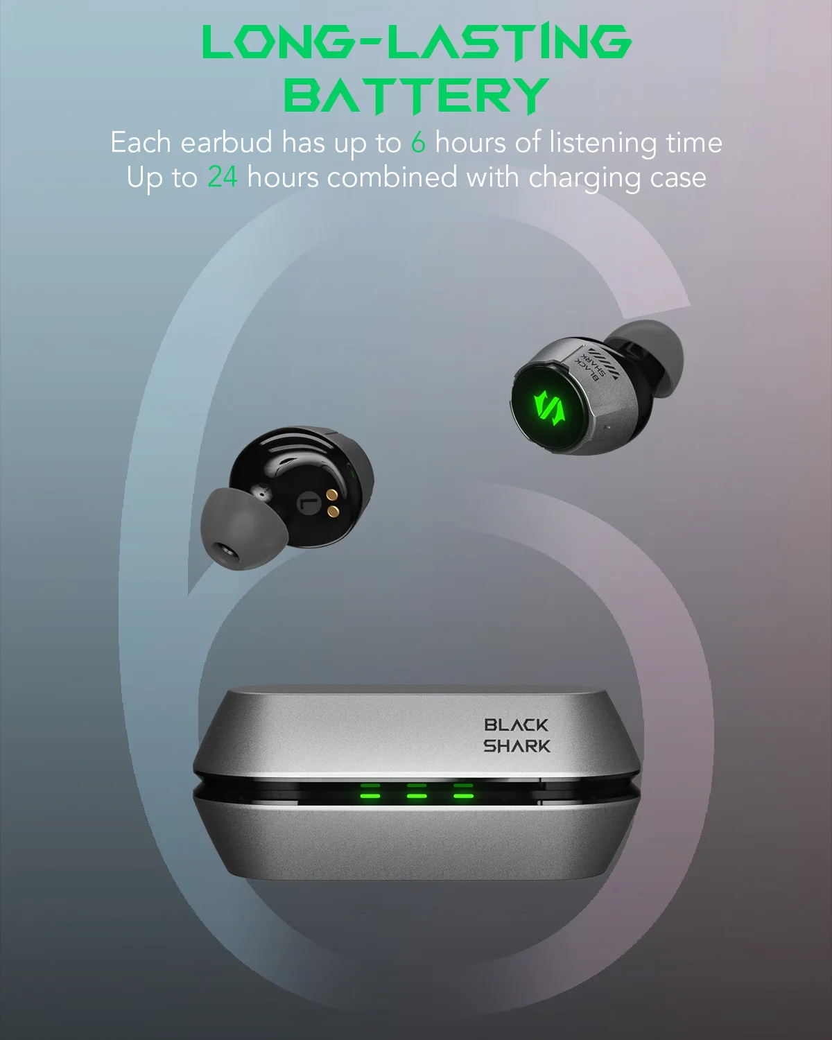 Black Shark Lucifer T4 Wireless Earbuds,Gaming Bluetooth Earbuds with Studio-Quality Sound, IPX5 Waterproof, 24h Listening Time 3
