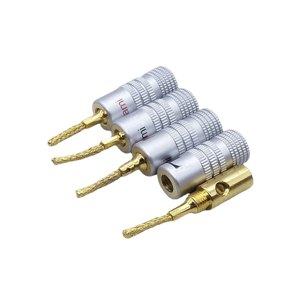 

4Pcs 2MM Copper Wire Gold-Plated Welding-Free Banana Plugs Audio Speaker Wire Plugs Braided Wire Plug Connector Terminals