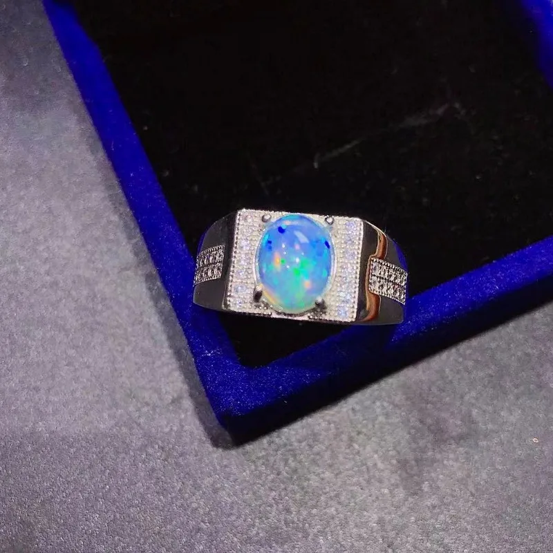 Simple 925 Silver Naturlal Opal Ring for Men Daily Wear 100