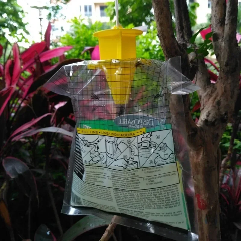 Fly Trap Device with Traps Control Pest Control Disposable Outdoor Kill Fly Catcher with Insecticide Attractant Insect