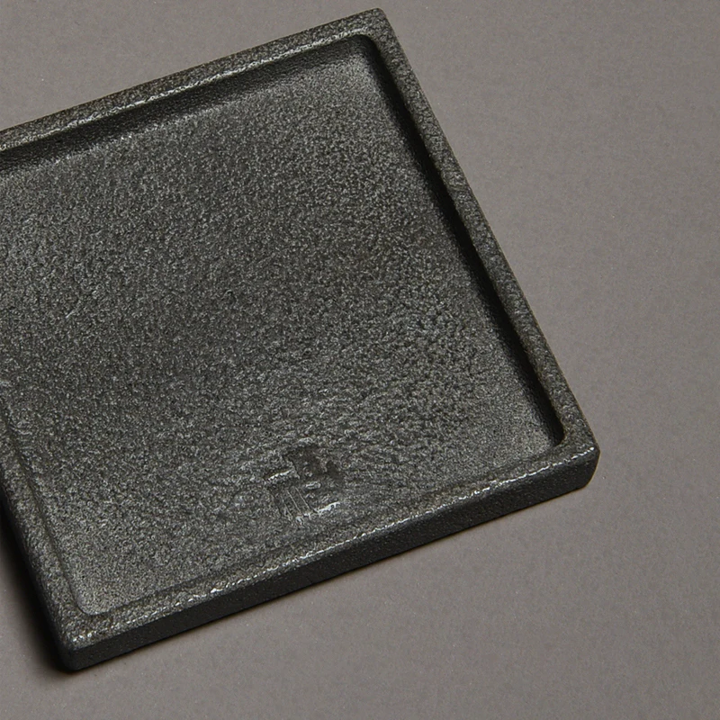 Schwarzes Basalt-Teetablett, handgeschnitzt, quadratisch, chinesisches Kung-Fu-Tee-Set, orientalische Zen-Dekoration für Zuhause und Büro, ideales Geschenk für Teeliebhaber, 15×15cm – Detail 3