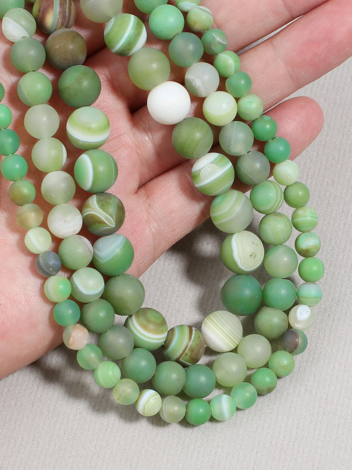 

Rttooas AAA Grade Fruit Green Silk Striped Agate 6 8 10mm Loss Bead Jewelry Making DIY Charm Bracelet