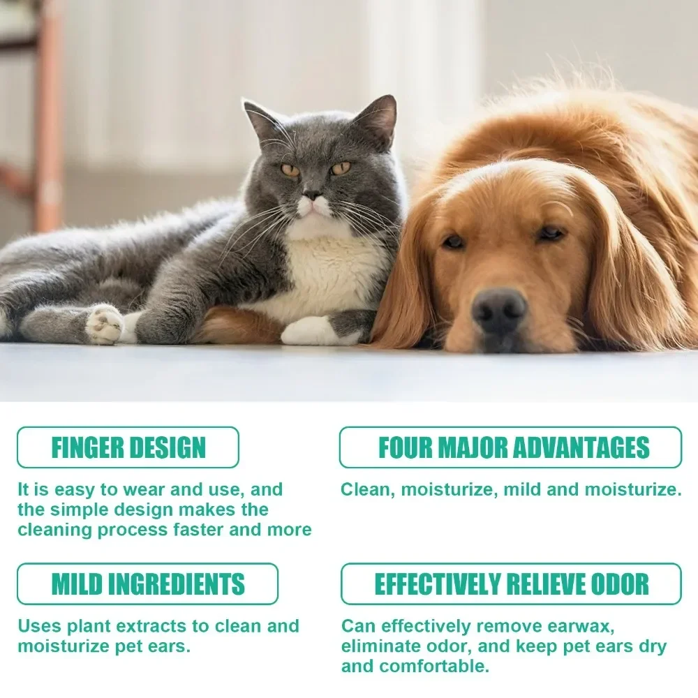 Yegbong pet cleaning wipes gently clean pet ear mites, ear wax, eye dirt, feet and feet, deodorize and remove odor