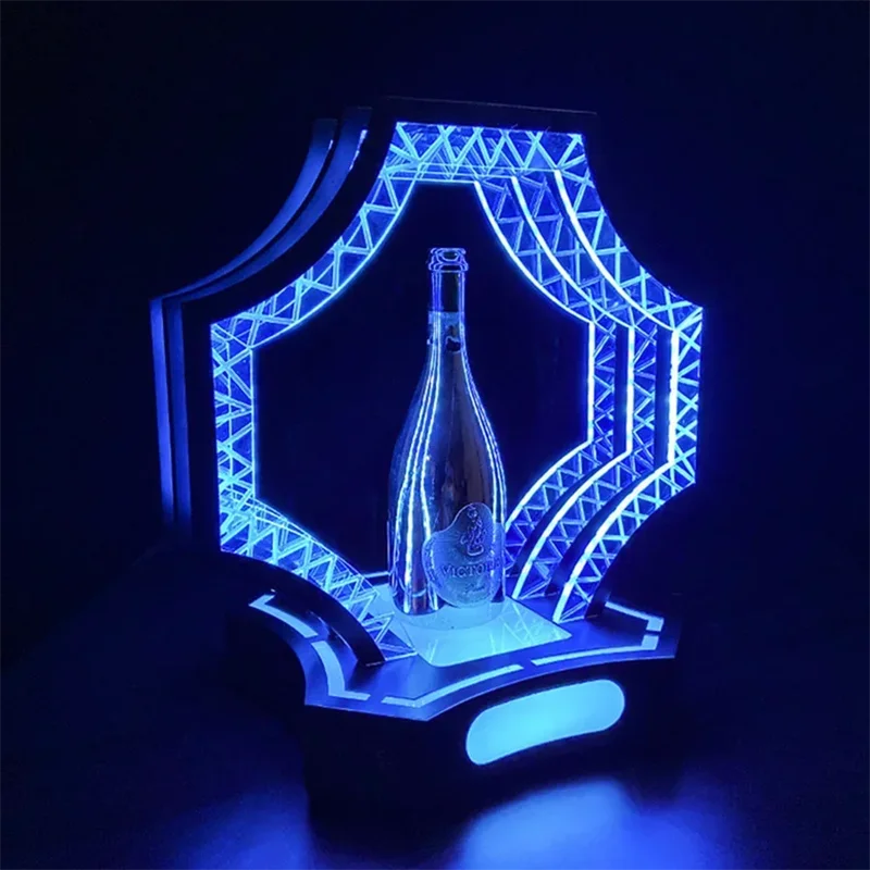 Polygon Led Presenter Led Nightclub Vip Champagne Wine Glorifier Display Wine Bottle Stand Rack For Party Decor
