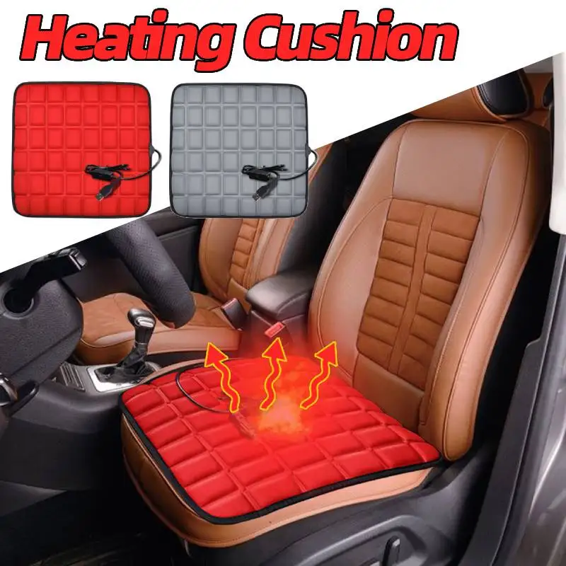 Car Electric Heating Cushion USB 5V Heated Car Seat Pad Comfortable Non Slip Warmer Cover Scratch Resistant Interior Accessories