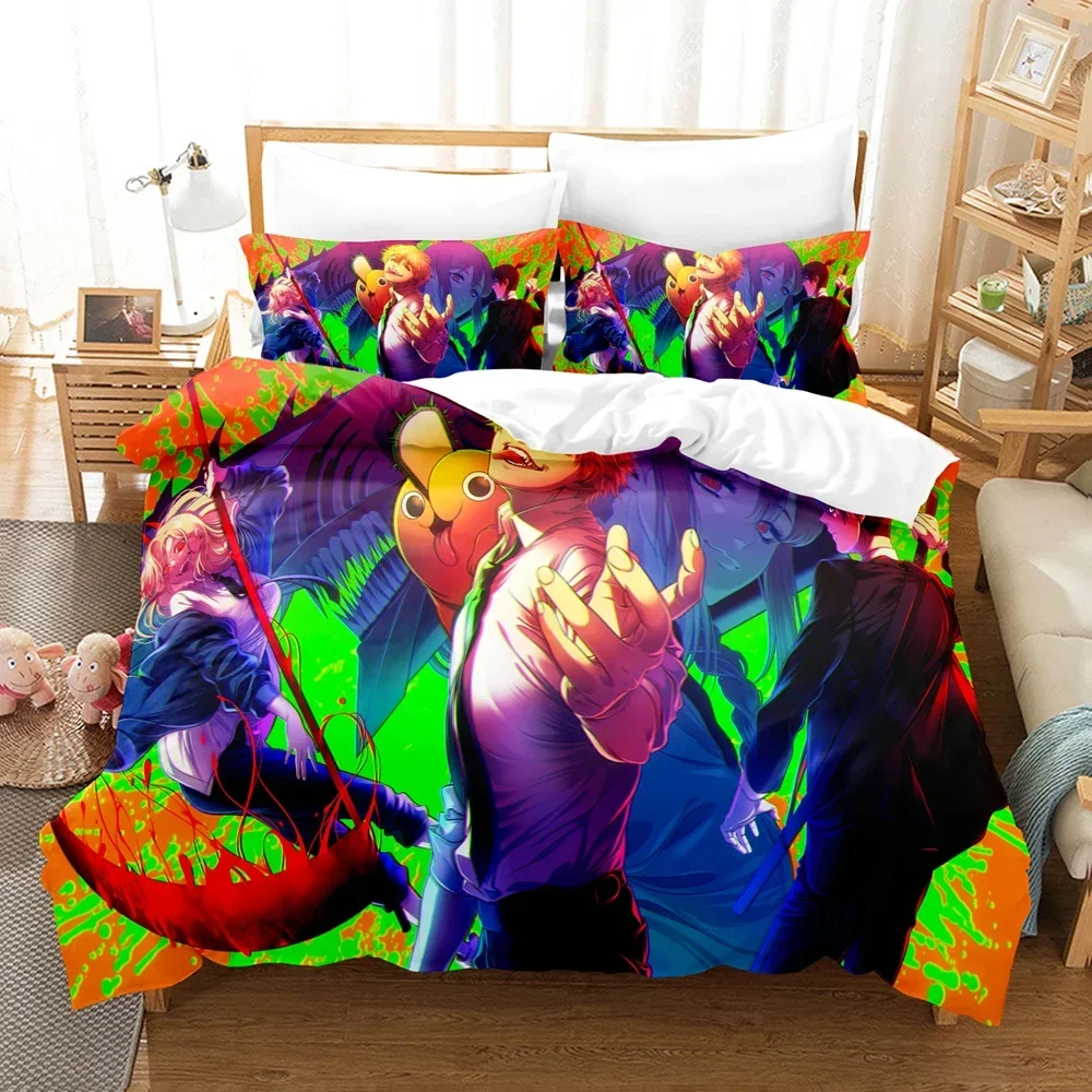 3D Printed Anime Chainsaw Man Bedding Set Makima Duvet Cover 3Pcs Cover Single Twin Quilt Bedclothes Cover Home Textile 2