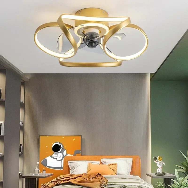 Nordic Intelligent Fan Light Color Dimming and Silent LED Ceiling Fan Light Remote Control Abanicos de tech Bedroom Lighting ceiling fan