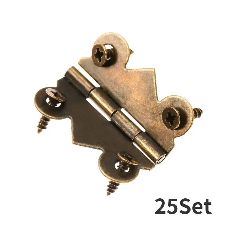 25Set 20*25mm 4 Holes Butterfly Hinges For Cabinet Drawer Jewellery Wood Box Wine Case Furniture