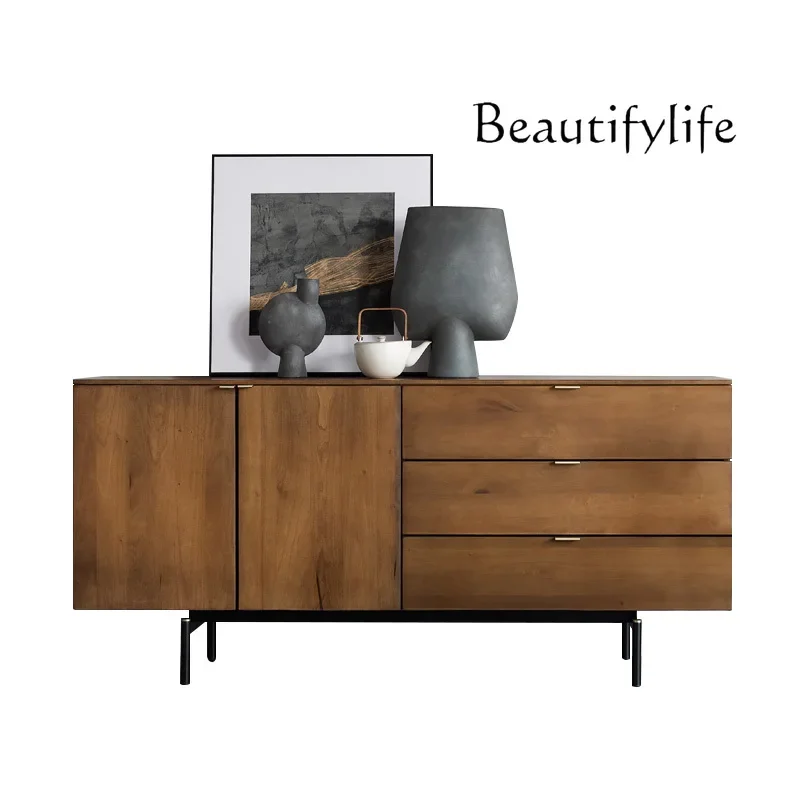 

Nordic Retro Solid Wood Sideboard Mid-Ancient Chest of Drawers Tea Cabinet Living Room Storage Entrance Cabinet