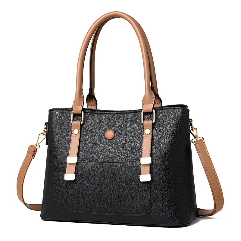 

Classic Women's Tote Bag Large Capacity Handbag Lady Solid Color PU Shoulder Bag Messenger Bag New Versatile Bags for Women
