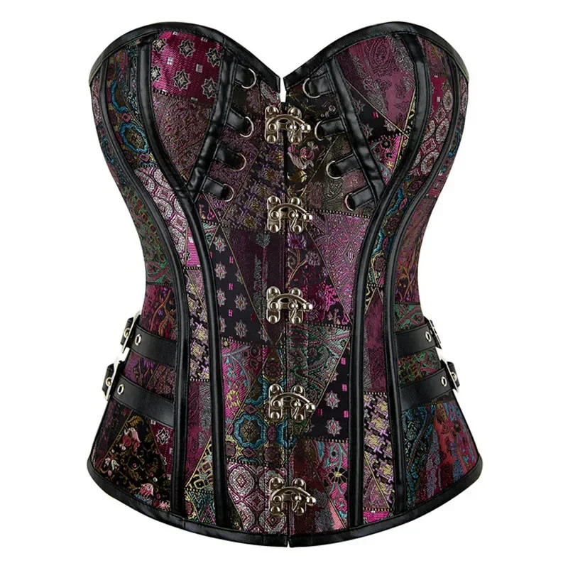 Description Picture 3 of itemPurple Corset Steampunk Women Bustier Top Gothic Sexy Jacquard Vintage Overbust Corselet Plus Size