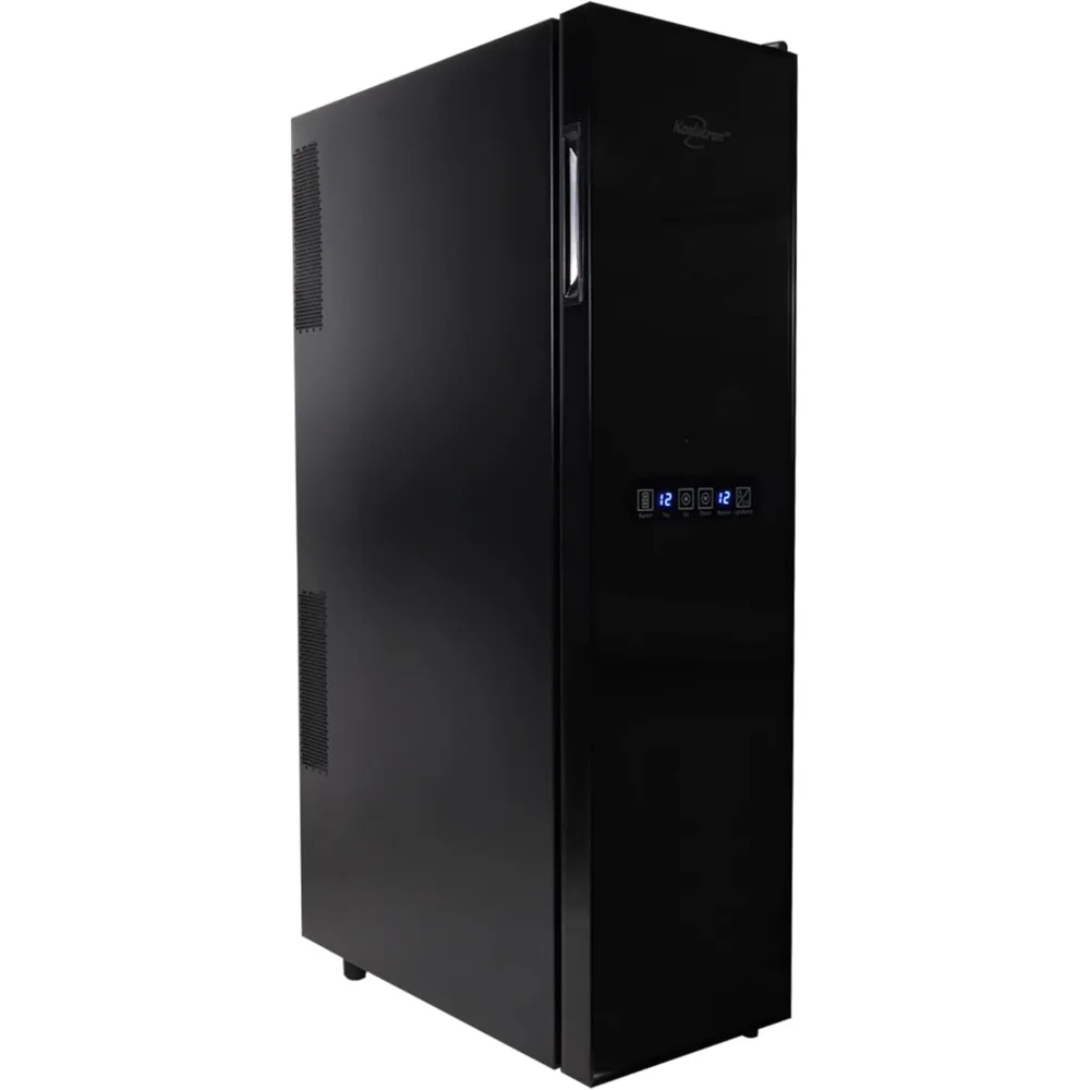 18 Bottle Slim Dual Zone Wine Cooler, Black Thermoelectric Wine Fridge, 1.9 cu. Ft (53L) Freestanding Cellar