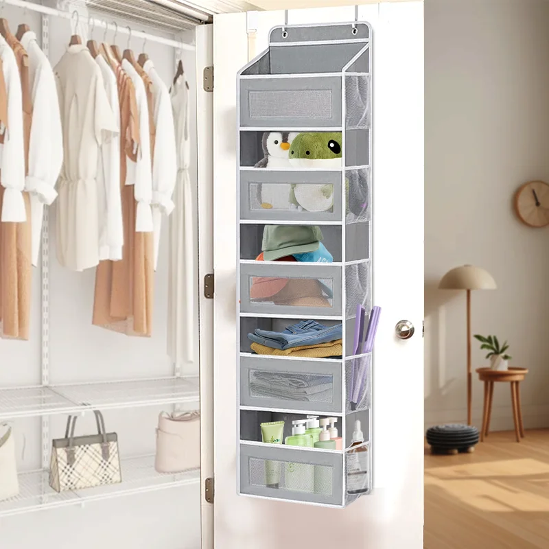 5-Shelf Hanging Bag Storage Organizer Over Door Anti-Tilt Toy Storage Space Saving for Bedroom Bathroom Closet Home Organization