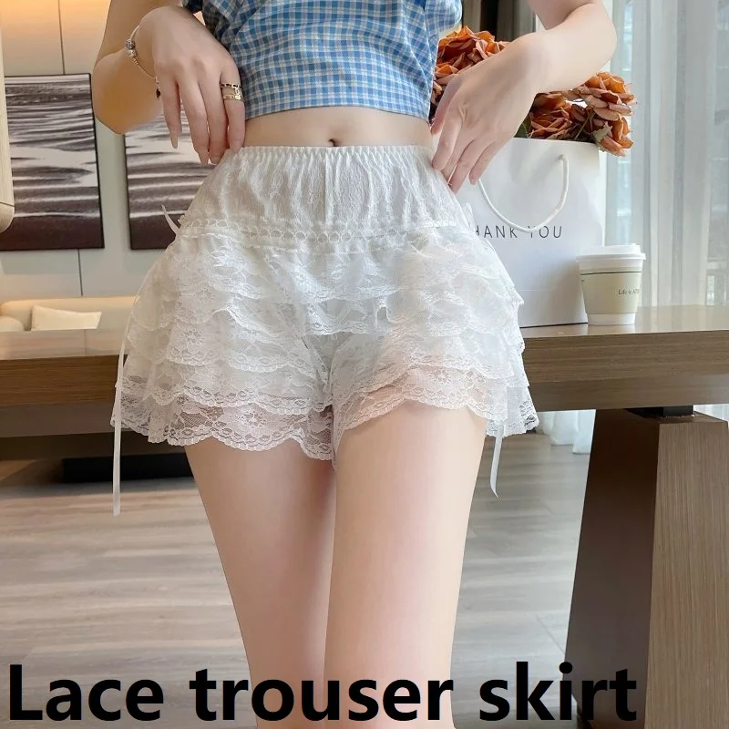 

NEW Lolita Shorts Bloomer Women Ruffle Lace Protective Shorts Under Skirt Underpants Loose Summer Shorts Pants Ladies AQK04
