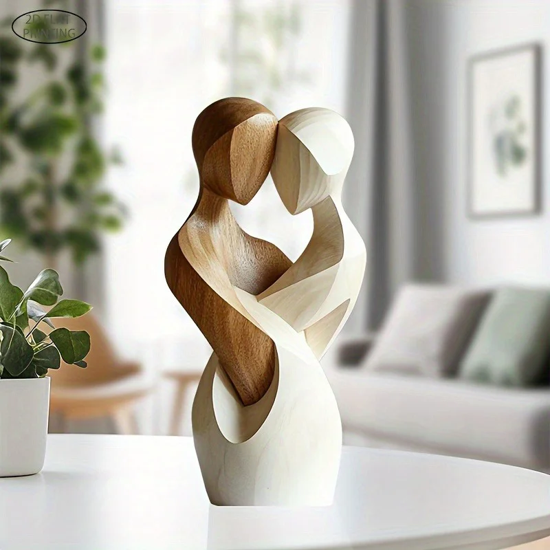 Flat Wooden Couple Statue