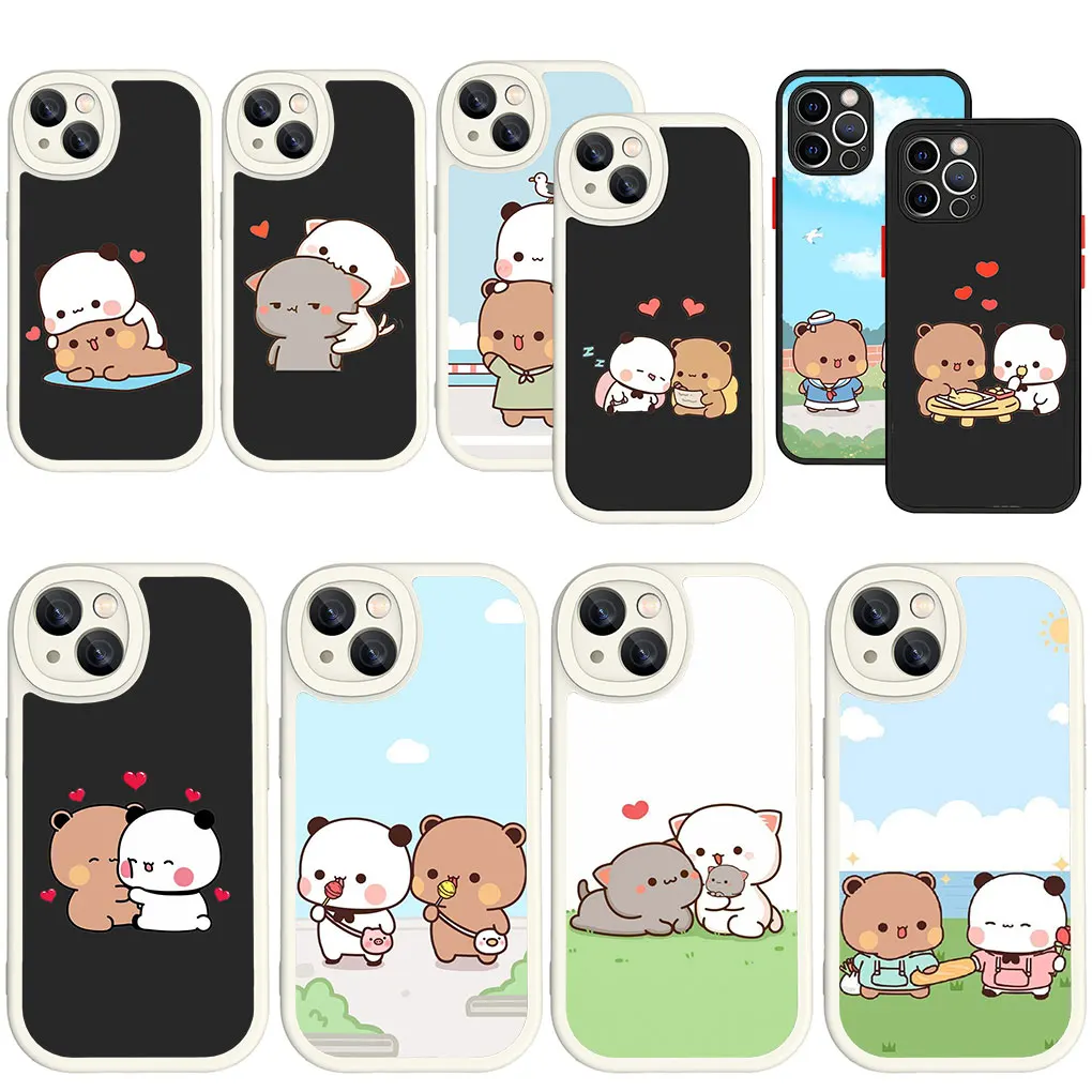 Bear B-Bubududus Bubus Anime Dudus Cat White Black Soft Phone Cover Per Apple Iphone 15 14 Plus 13 12 11 Pro Max + 14 + 15 + Casec