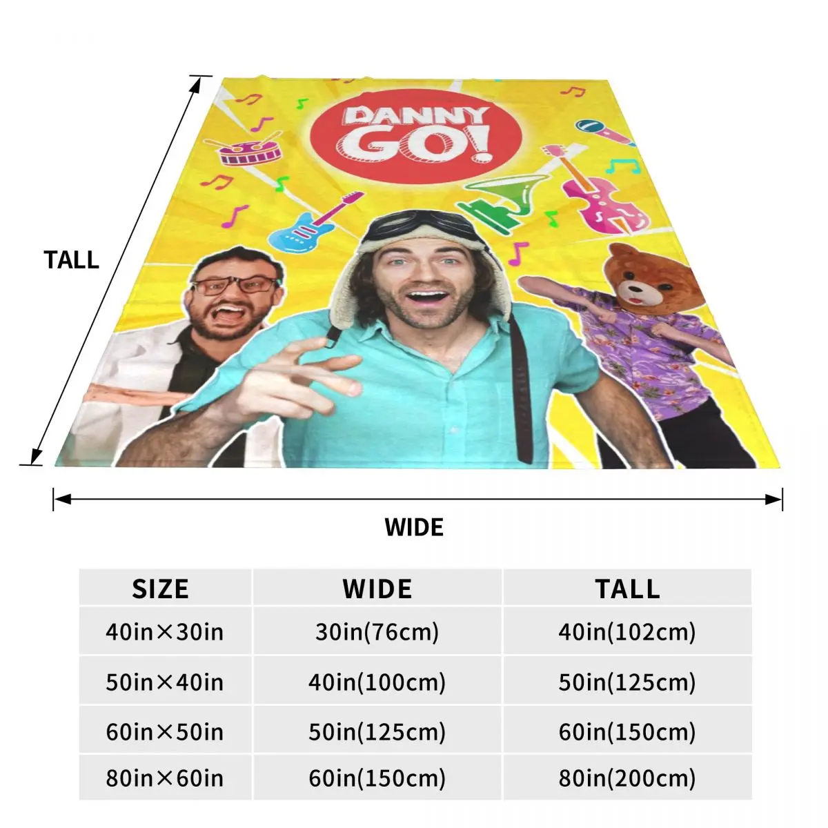 Danny Go Cartoon Music Education Fleece Throw Blankets Dance Blanket for Sofa Couch Warm Bedspreads Quilt Breathable 6