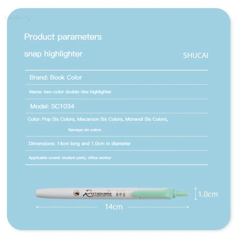 6 Colors Push Button Highlighter Pen Multicolor Kawaii Highlighter Anti-Dry Ink Student Stationery Coloring Hand Account
