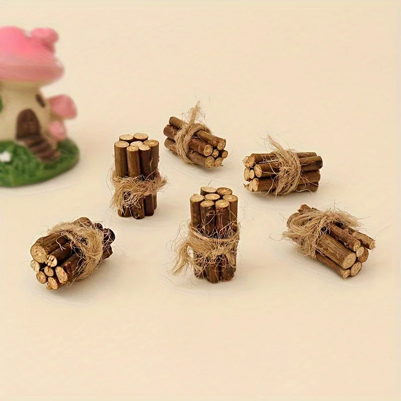 Scale Handcrafted Firewood Model, Mixed Color Dollhouse Accessory for Mini Kitchen & Garden Scene, No Electricity Needed