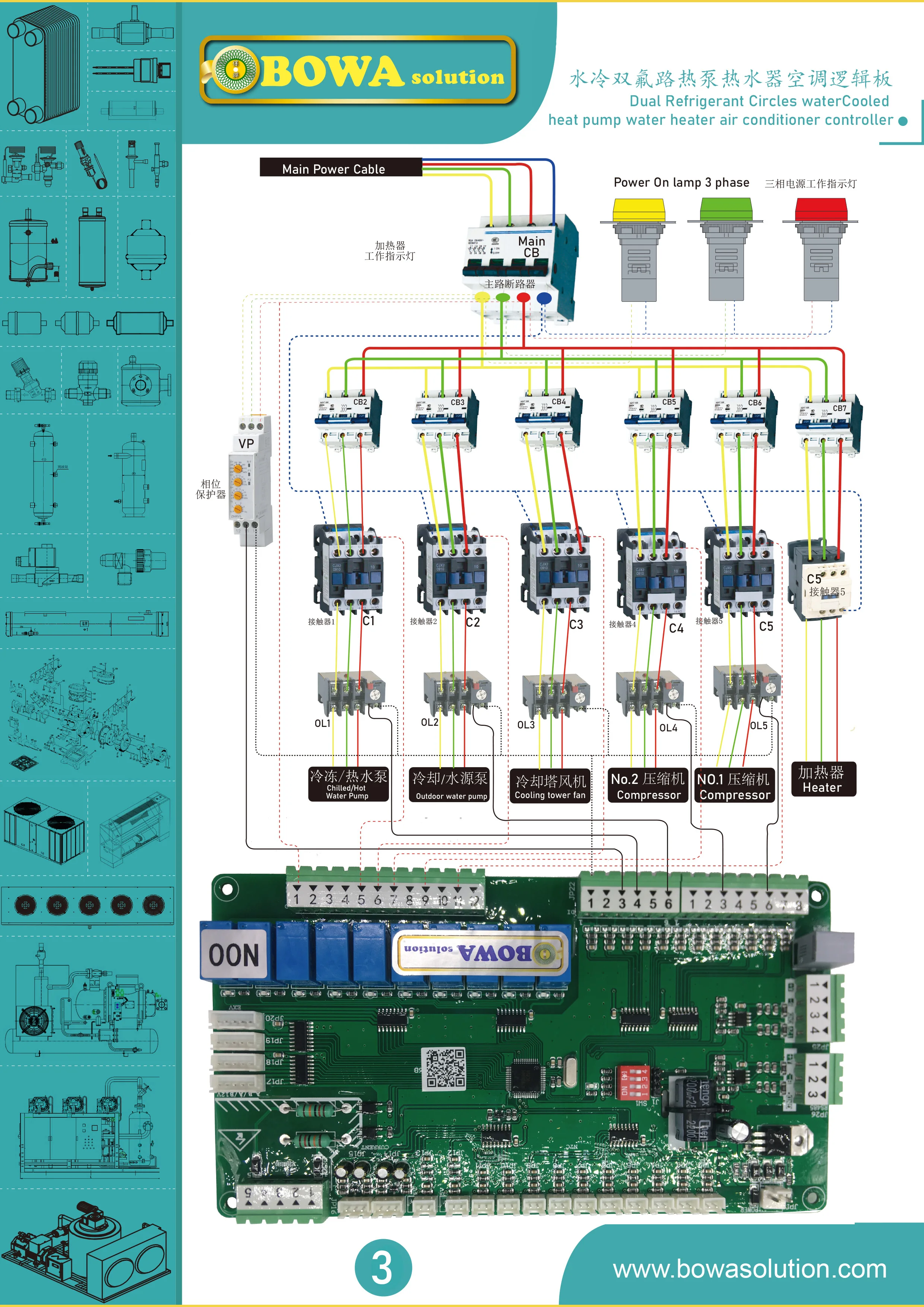 General purpose system logic controller of 2-compressors geothermal heat pump water heater air conditioners is powerful function