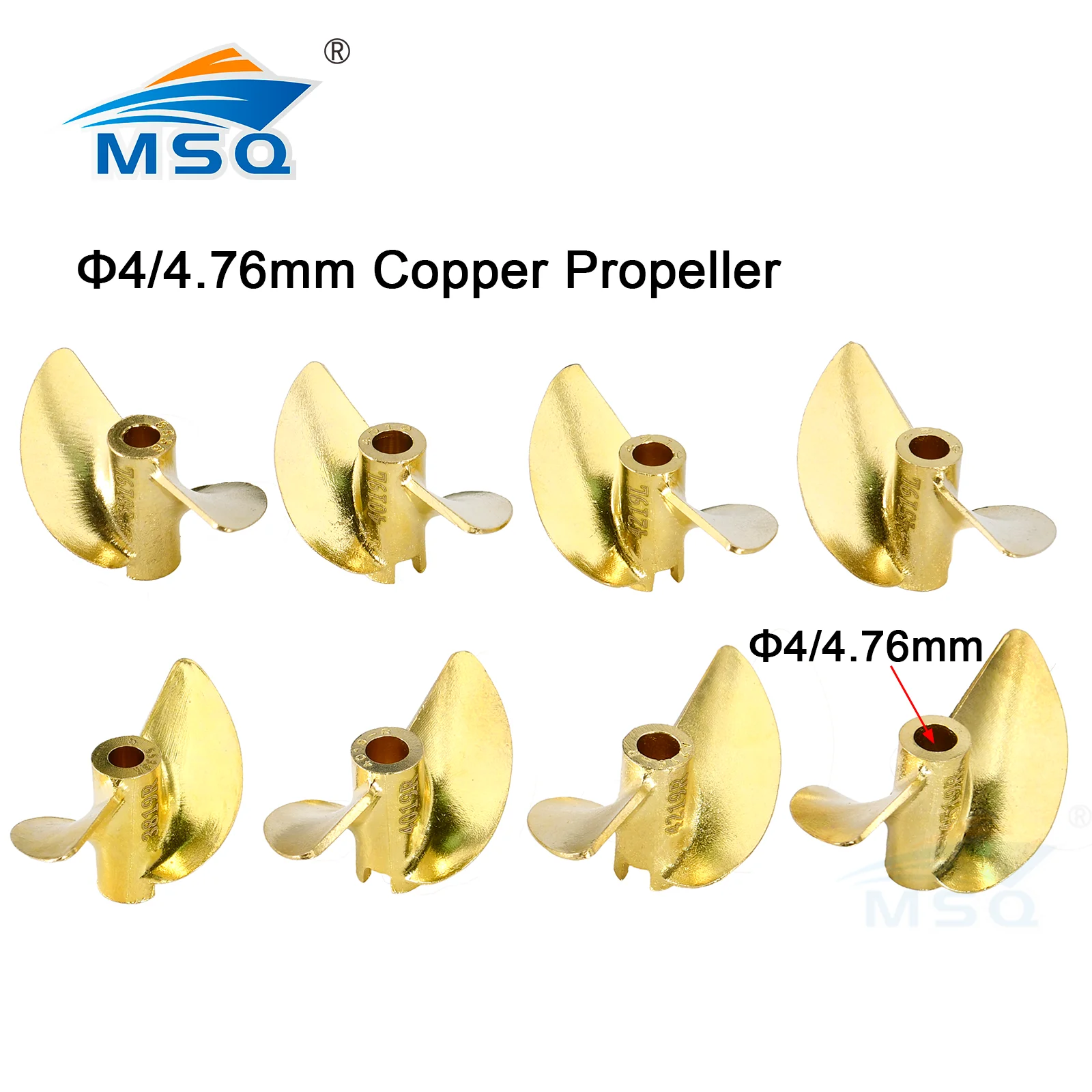 2-Blatt Messing Propeller RC Boot 36-45mm Bohrung 4mm/4.76mm Steigung 1.9 CW/CCW