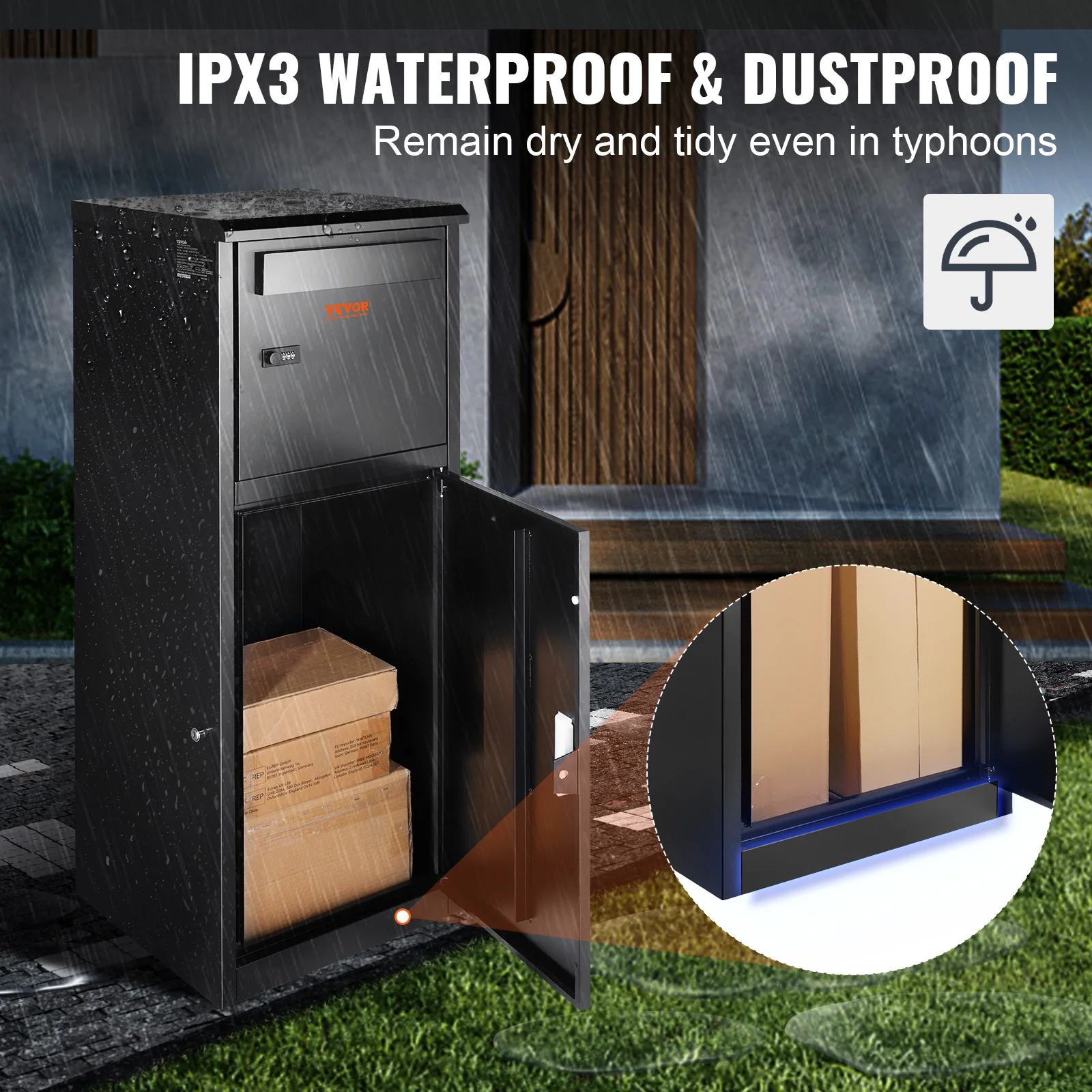 VEVOR Wall Mounted Anti-theft Mailbox IPX3 Waterproof Package Delivery Boxes for Outside Large Storage locking Mailbox for Home Wall Mounted Mailbox