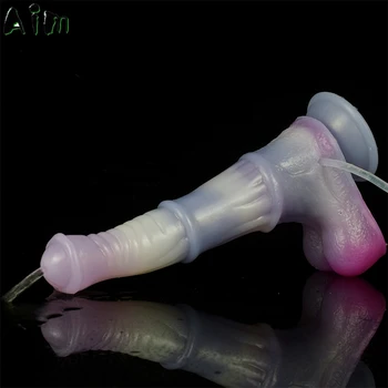 New Squirting Dildo Silicone Animal Horse Penis With Sucker Spray Ejaculation Dildo Ogasm Fetish Sex Toys Shop For Women 3